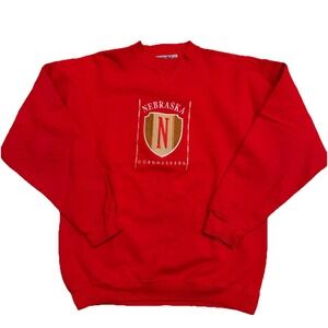 Vintage Nebraska Cornhuskers Sweatshirt Mens L Red College Football USA 90s